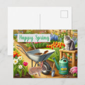 春の花園のチューリップ ポストカード (正面/裏面)