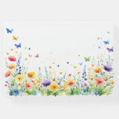 春の花園の蝶のウェディング ゲストブック (裏面)