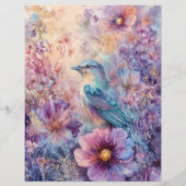 春の花園の鳥のスクラップブックペーパー (裏面)