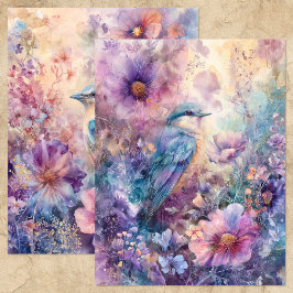 春の花園の鳥のスクラップブックペーパー