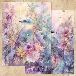 春の花園の鳥のスクラップブック用紙