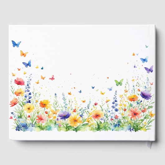 春の花園蝶のウェディング ゲストブック (裏面)