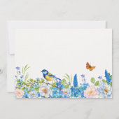 春の花園鳥の写真ベビーシャワー 招待状 (裏面)