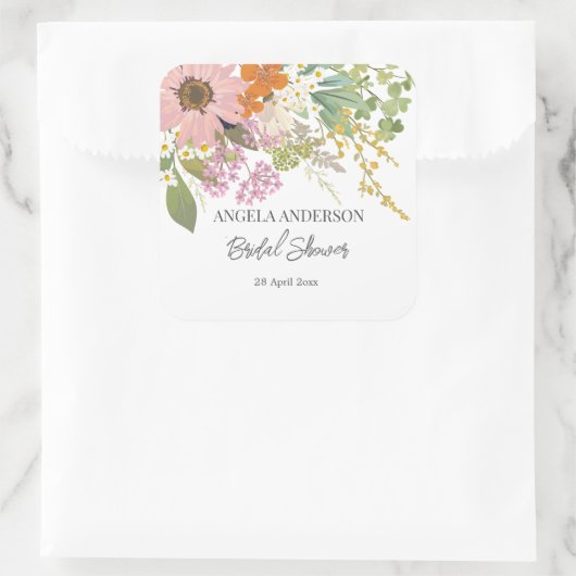 春の花園 ブライダルシャワーの紙コースター スクエアシール (バッグ)