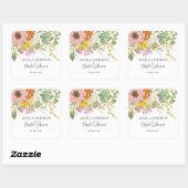 春の花園 ブライダルシャワーの紙コースター スクエアシール (シート)