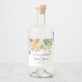 春の花園 ブライダルシャワーの紙コースター リキュールボトルラベル (正面)