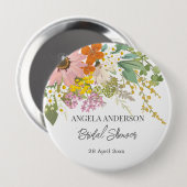 春の花園 ブライダルシャワーの紙コースター 缶バッジ (正面&裏面)