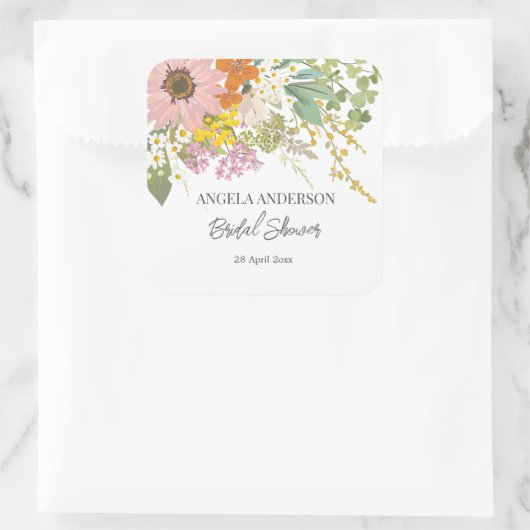 春の花園 ブライダルシャワー ペーパーコースター スクエアシール (バッグ)