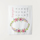 春の花園 赤ちゃん名 月間マイルストーン フォト タペストリー (正面)