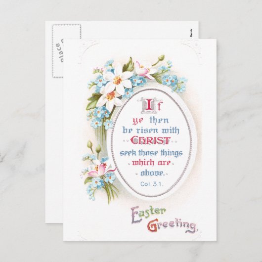 春の花宗教的ヴィンテージイースター シーズンポストカード (正面/裏面)
