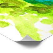 春の花抽象芸術花水彩画 ポスター (角)