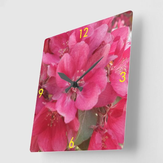 春の花時計 スクエア壁時計 (傾斜)
