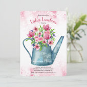 春の花束を飾ったじょうろのランチョン招待状 招待状 (スタンド正面)