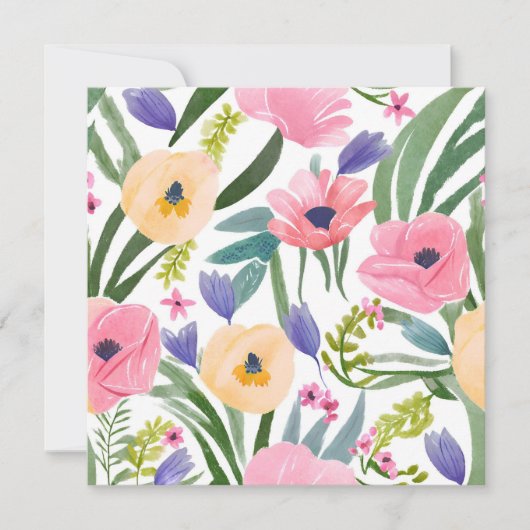 春の花束 | かわいい水彩花イラスト カード (正面)