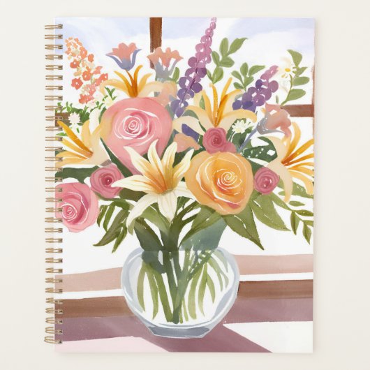 春の花束 | かわいい水彩花イラスト プランナー手帳 (正面)