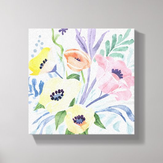 春の花束 | かわいい花の水彩画 キャンバスプリント (正面)
