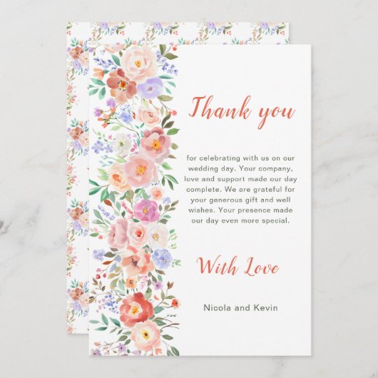 春の花束 ウェディング サンキューカード (正面/裏面)