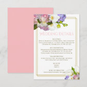 春の花束 ゴールドとピンクのウェディング エンクロージャーカード (正面/裏面)