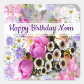 春の花束 スクエアシール (正面)