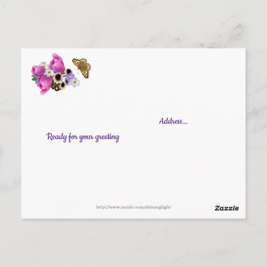 春の花束 感謝の気持ちを伝える クリスチャンの友達へのポストカード ポストカード (裏面)