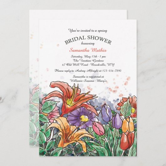 春の花束 招待状 (正面/裏面)