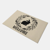 春の花柄のバニーとのエレガントな歓迎 ドアマット (アングル)