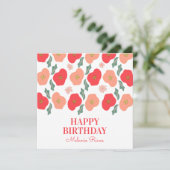 春の花柄の手描きの誕生日 カード (スタンド正面)