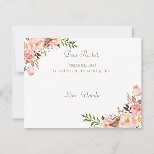 春の花柄はです私の新婦付添人カード決定します 招待状 (裏面)