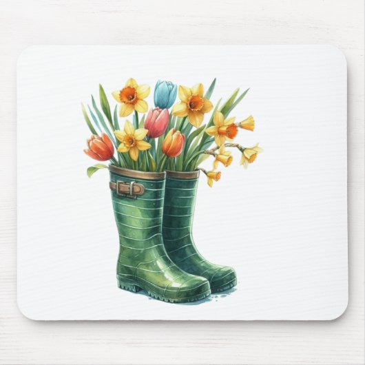 春の花柄マウスパッド Hello Spring Floral Mouse Pad マウスパッド (正面)