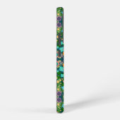 春の花柄 グリーン パープル SAMSUNG GALAXYケース (右側面)