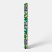 春の花柄 グリーン パープル SAMSUNG GALAXYケース (左側面)