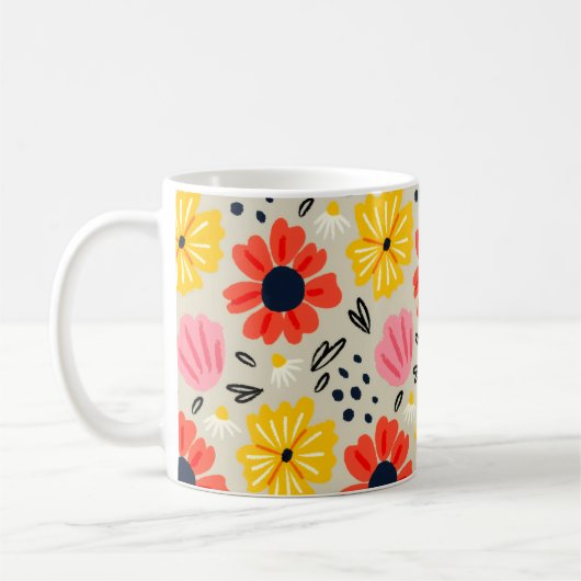 春の花柄 コーヒーマグカップ (左)