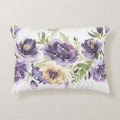 春の花模様の紫の枕 アクセントクッション (正面)