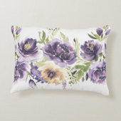 春の花模様の紫の枕 アクセントクッション (裏面)