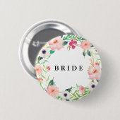 春の花模様の花嫁のブライダルパーティの結婚式 缶バッジ (正面&裏面)