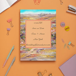 春の花横フラット日付カードの保存 セーブザデート