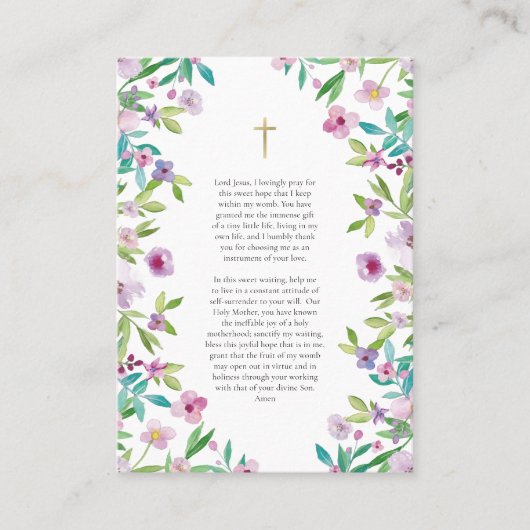 春の花正式妊娠祈りの言葉カード プレイスカード (正面)