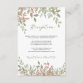 春の花水彩ピンクウェディングレセプション エンクロージャーカード (正面)