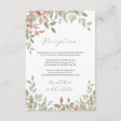 春の花水彩ピンクウェディングレセプション エンクロージャーカード (正面)