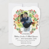 春の花水彩リースカスタム写真 招待状 (正面)