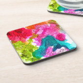 春の花水彩抽象芸術アート コースター (左側)