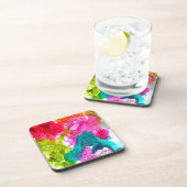 春の花水彩抽象芸術アート コースター (右側)