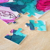 春の花水彩抽象芸術アート ジグソーパズル (側面)