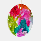 春の花水彩抽象芸術アート セラミックオーナメント (右)