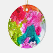 春の花水彩抽象芸術アート セラミックオーナメント (左)