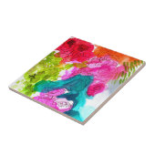 春の花水彩抽象芸術アート タイル (側面)