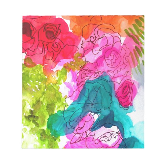 春の花水彩抽象芸術アート ノートパッド (正面)