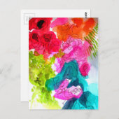 春の花水彩抽象芸術アート ポストカード (正面/裏面)