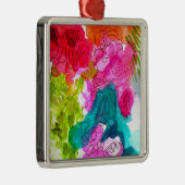 春の花水彩抽象芸術アート メタルオーナメント (右)