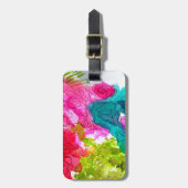 春の花水彩抽象芸術アート ラゲッジタグ (正面縦)